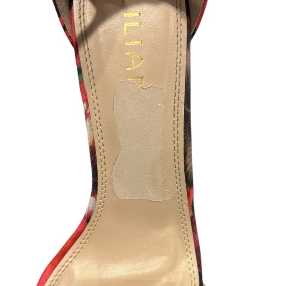 Liliana Women’s Size 8 Pink Floral Ankle Tie Block Heel Sandals Open Toe